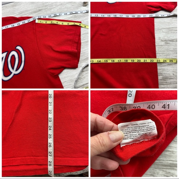 Washington Nationals MLB Jayson Werth #28 Red T Shirt Crew Neck Mens XL BASEBALL - Picture 10 of 12